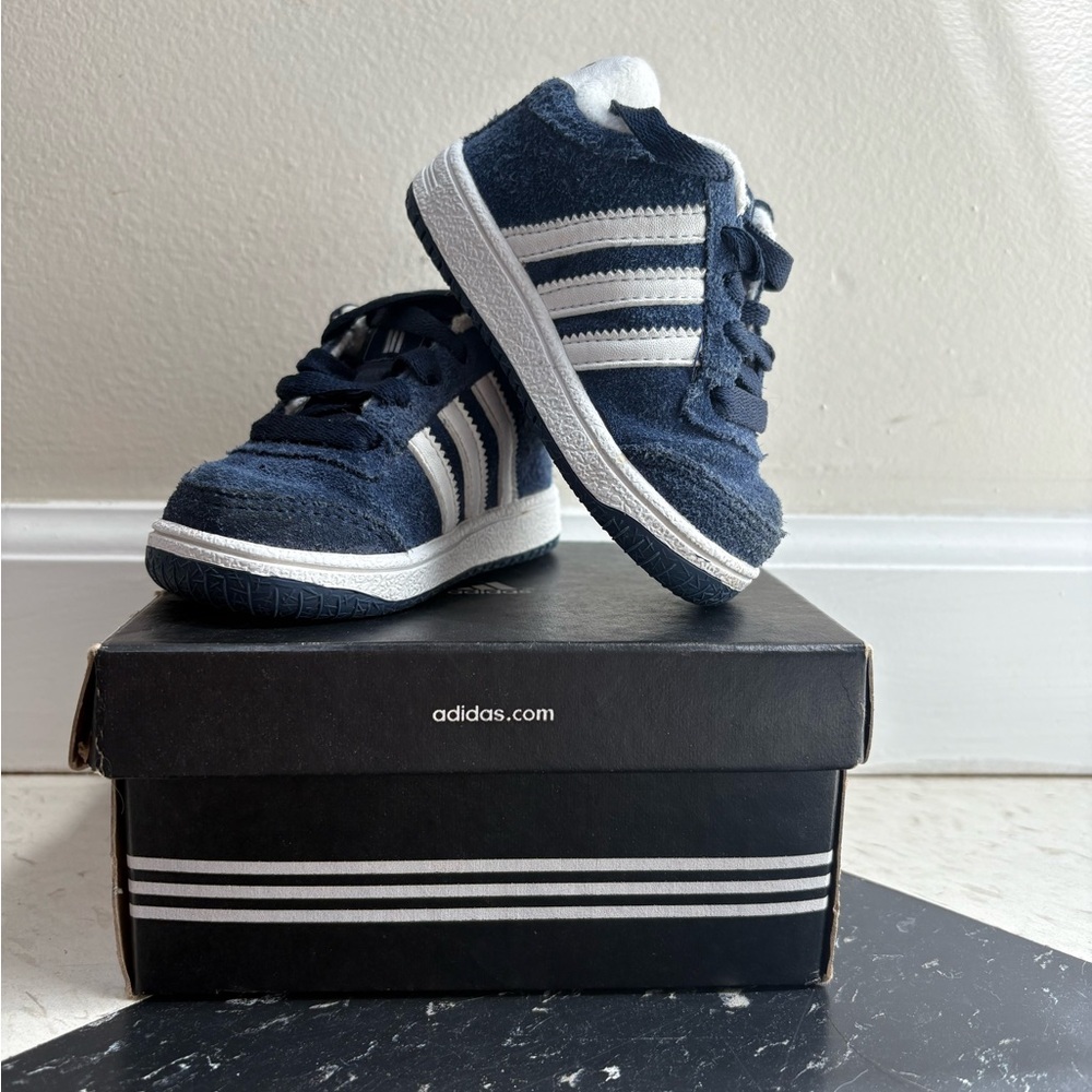 Adidas Kids Dark Blue and White Sneakers - Picture 1 of 5